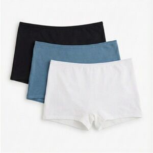 NIB Quince Women's Organic Cotton Boyshort Underwear 6-Pk Black Blue White S XS